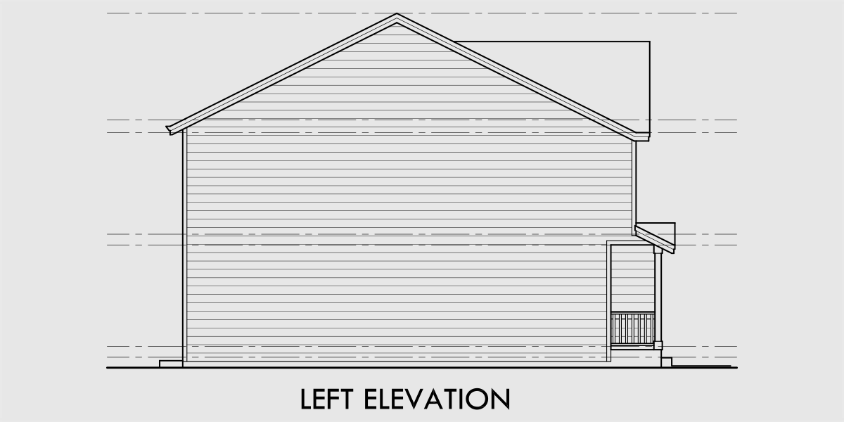 House rear elevation view for F-615 Four plex house plan 2 master bedrooms