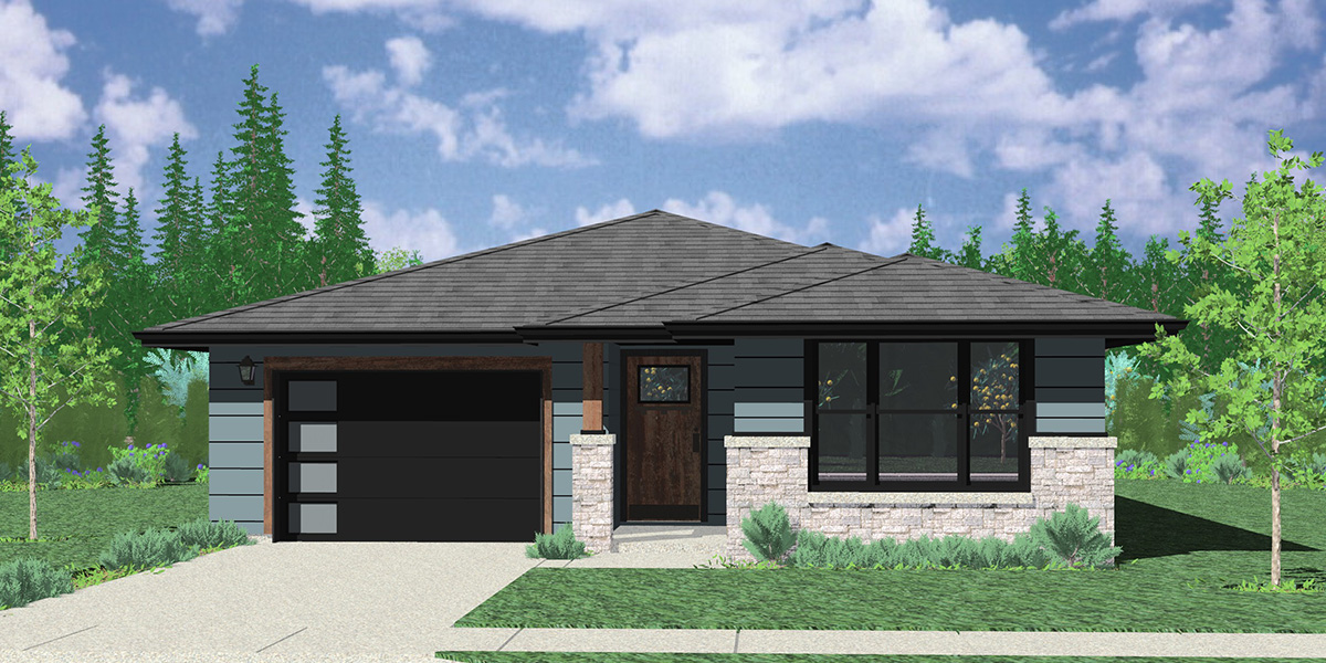 10202 Small House Plan with 2 Master Bedrooms & a Single Car Garage 10202