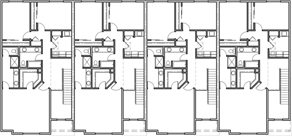 Upper Floor Plan 2 for 4 Unit, 2 Story Modern Town House Plan F-622
