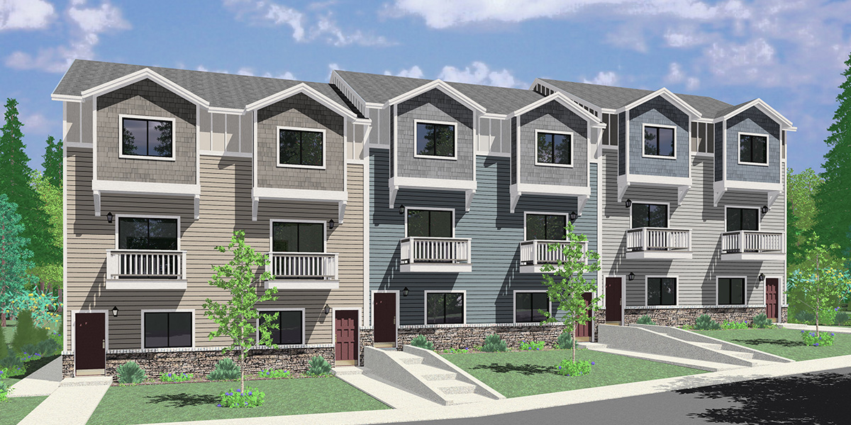 S-747 Discover the perfect 6-plex town house plans for your needs, complete with narrow 16 ft wide units. Whether you're a homeowner or builder, create with confidence!