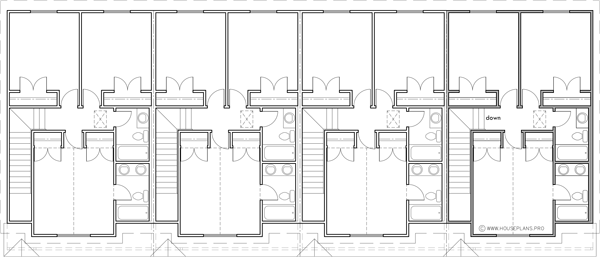 Upper Floor Plan 2 for 4 plex, 3 bedroom, no garage, F-634