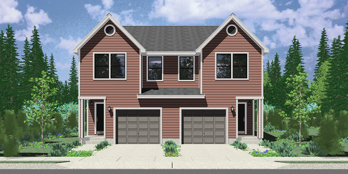 D-705 Front elevation brilliance meets space efficiency in our narrow 36 ft wide duplex plans. Whether you're building or renovating, envision your future home. Act now!