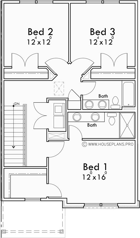 Upper Floor Plan for FV-643 Luxury town house plan with basement FV-643