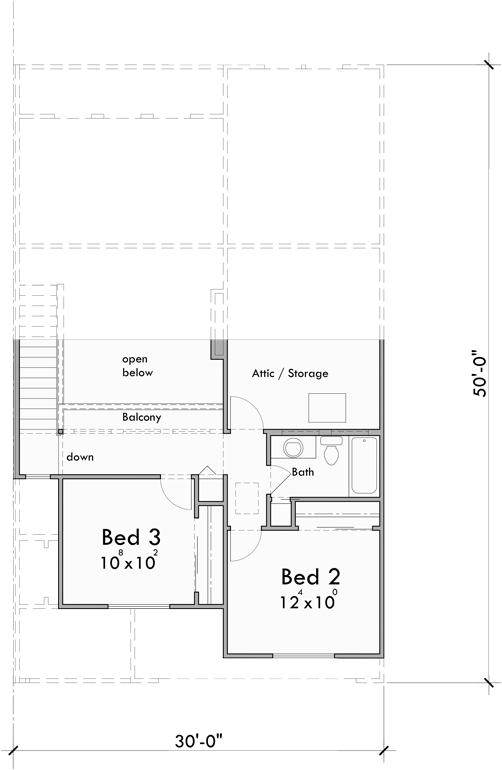 Upper Floor Plan for FV-658 Luxury town house plan, main floor master bedroom, two car garage, FV-658