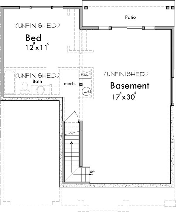 Lower Floor Plan for D-721 Jackson Hole luxury timber framed town house, main floor master, basement D-721