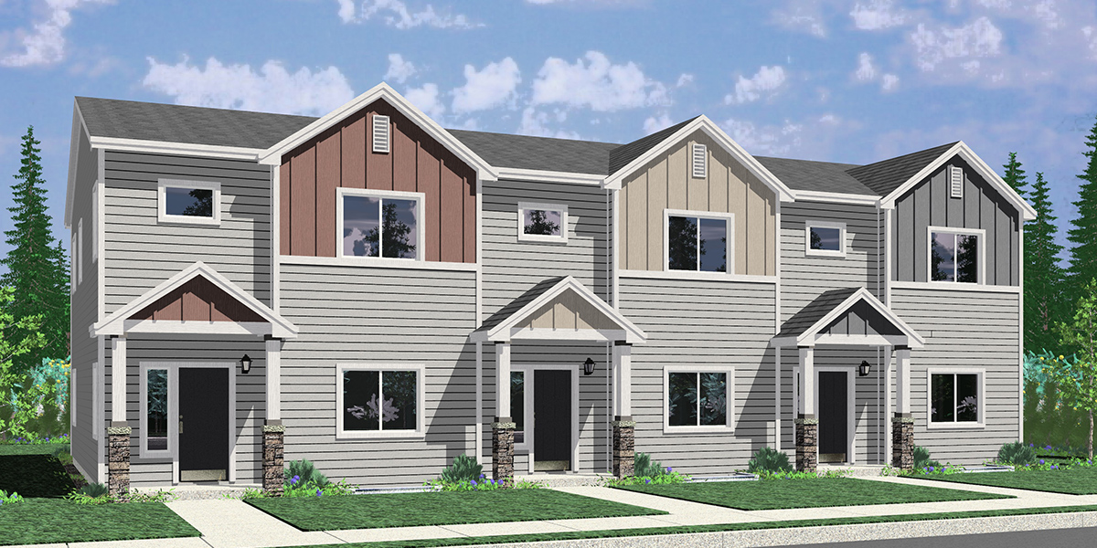 T-446 Create a lasting impression with our contemporary townhouse plans. Featuring a main floor master, basement, and 4 bedrooms, design your ideal living space. Design with us!