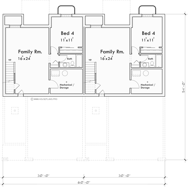 Basement Floor Plan for D-737 Luxury town house plan master bedroom on the main floor oversized garage D-737