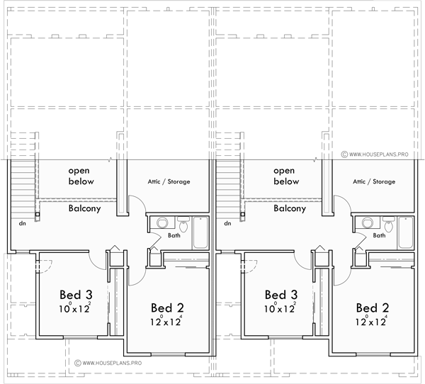 Upper Floor Plan for D-737 Luxury town house plan master bedroom on the main floor oversized garage D-737