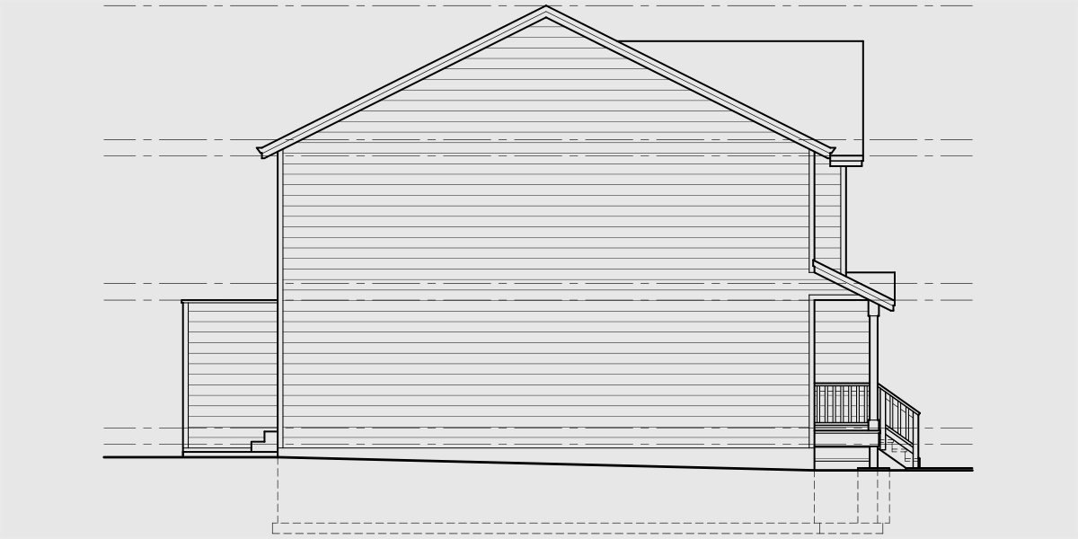 House side elevation view for F-664 20 ft wide town house plan two master bedrooms F-664