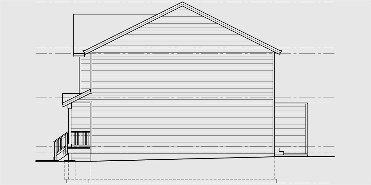 House rear elevation view for F-664 20 ft wide town house plan two master bedrooms F-664