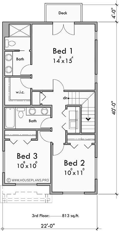 Upper Floor Plan for D-729 Luxury duplex house plan with bonus studio