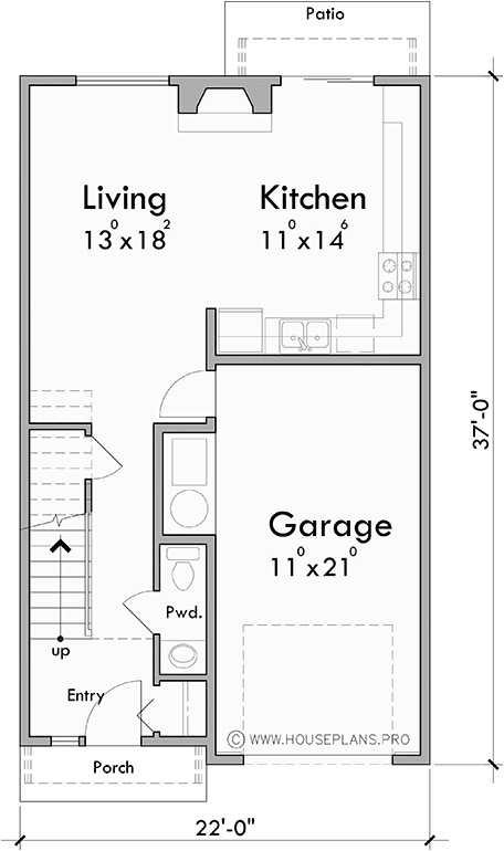 Main Floor Plan for S-755 Six unit town house plan S-755