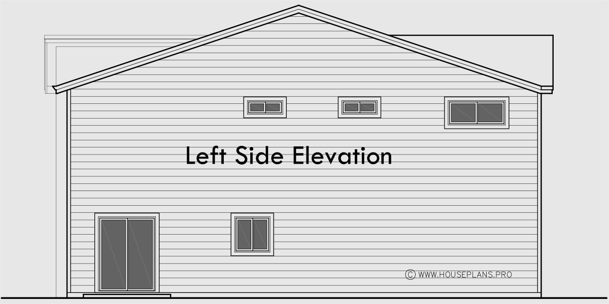 House side elevation view for D-716 Duplex house plan two street faces D-716