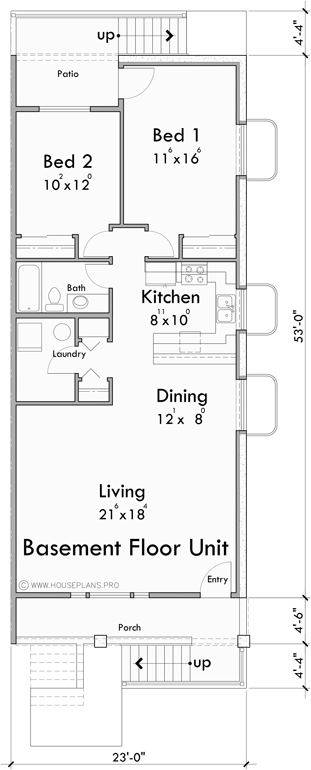 Lower Floor Plan for S-765 Three stacked units side by side for six total S-765