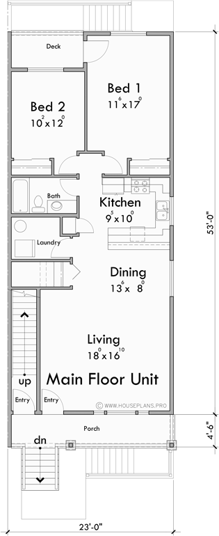 Main Floor Plan for S-765 Three stacked units side by side for six total S-765