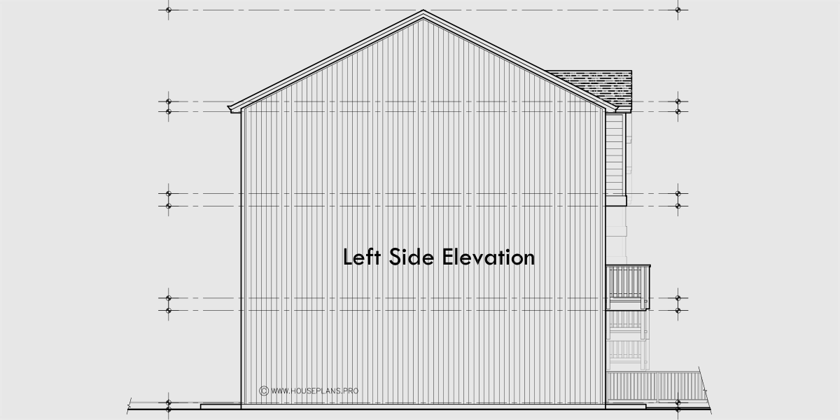 House rear elevation view for F-682 Best selling 4 plex town house plan 18 ft wide narrow units F-682