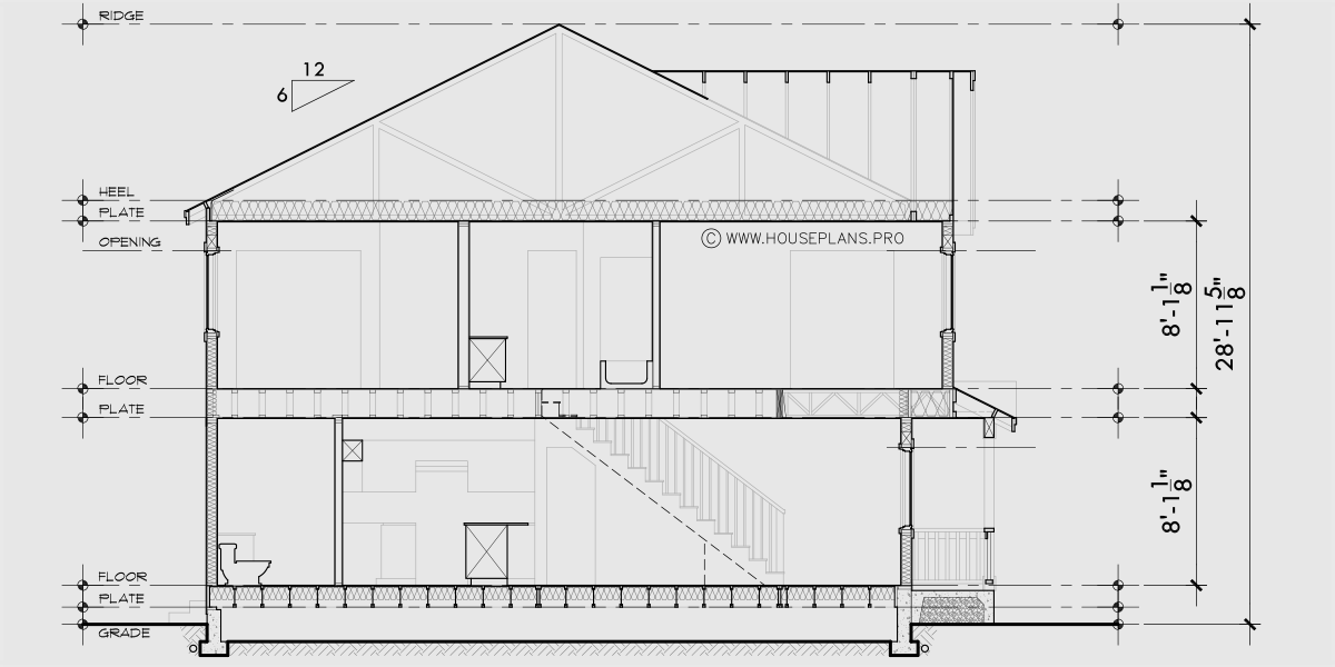 House rear elevation view for F-671 Quad plex town house plan F-671