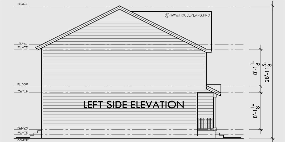 House rear elevation view for F-671 Quad plex town house plan F-671