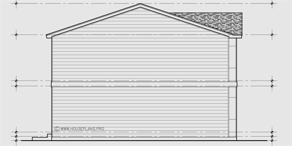 House rear elevation view for F-688 Efficient 4 unit town house plan F-688