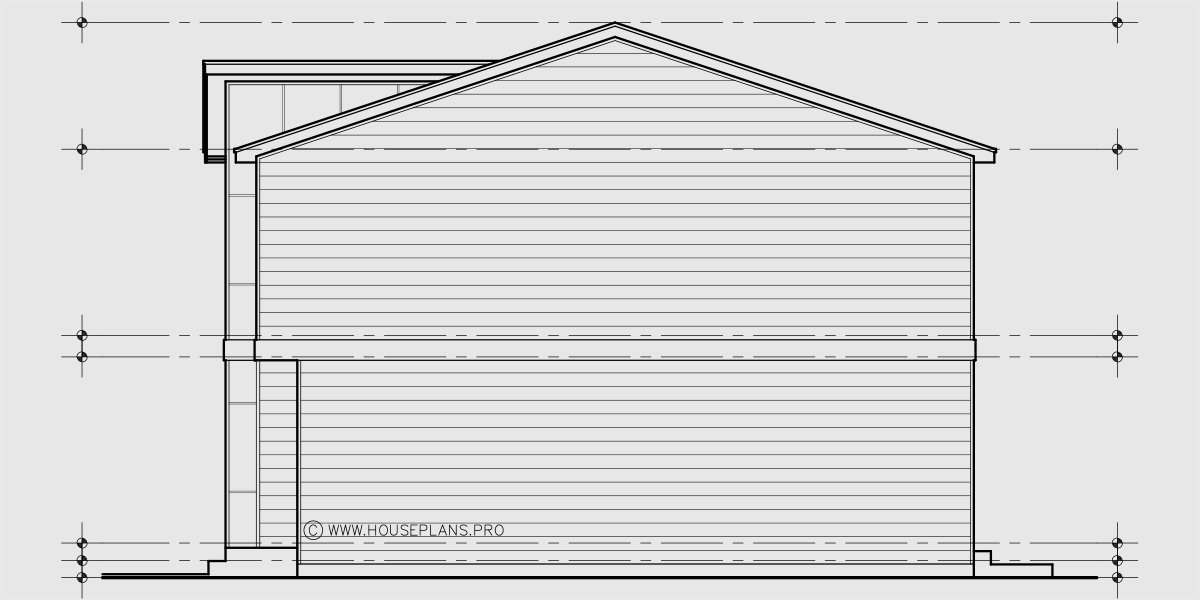 House rear elevation view for F-688 Efficient 4 unit town house plan F-688