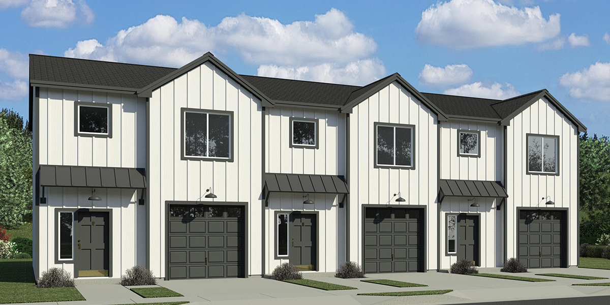 T-463 Popular town house plan, three units