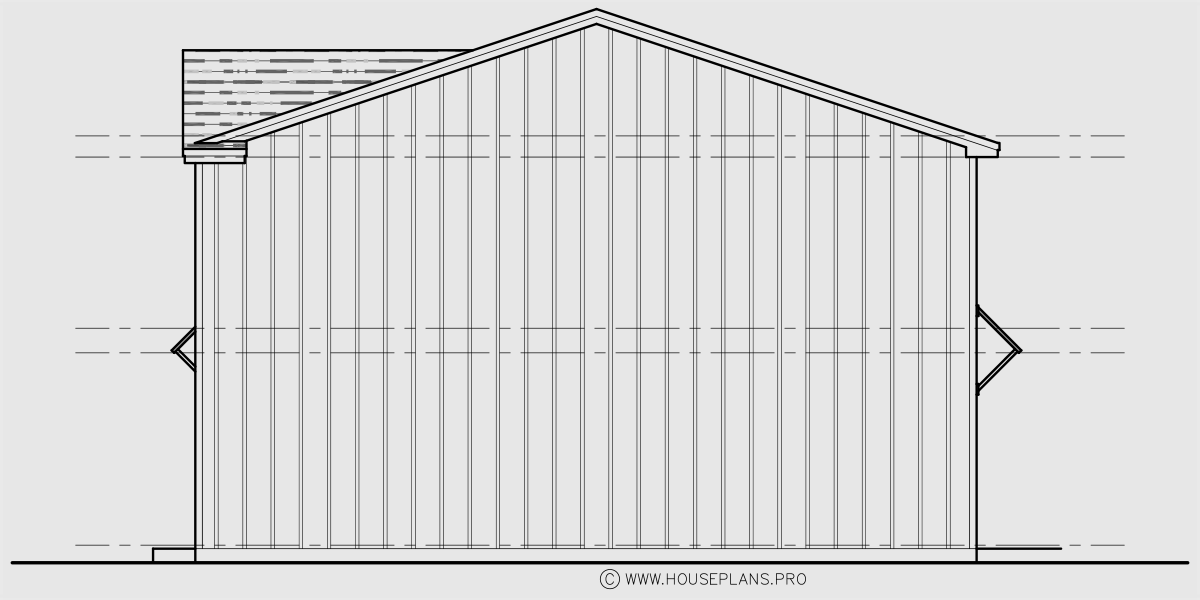 House rear elevation view for T-463 Popular town house plan, three units