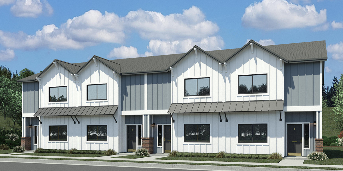 F-687 Four plex town house plan with 3 master suites