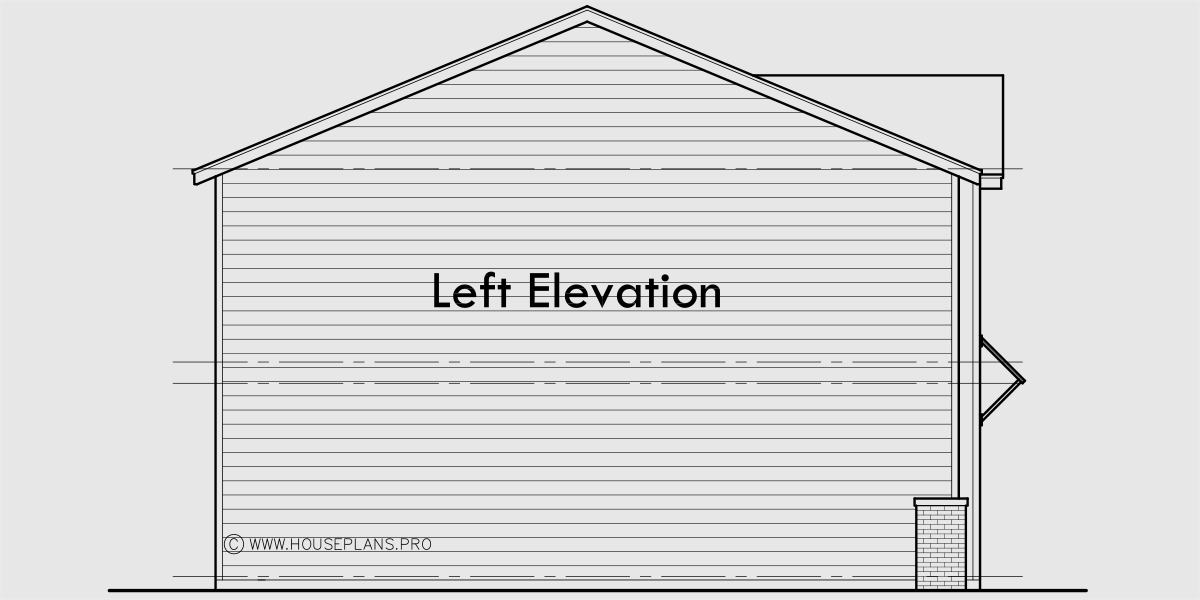 House rear elevation view for F-687 Four plex town house plan with 3 master suites