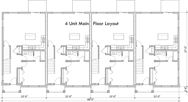 Main Floor Plan 2 for F-679 4 bedroom with main floor bedroom 4 plex