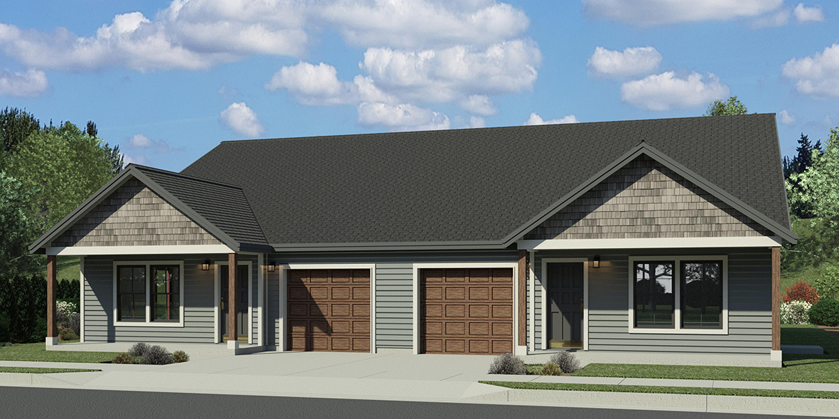 D-763 One level town house duplex plan