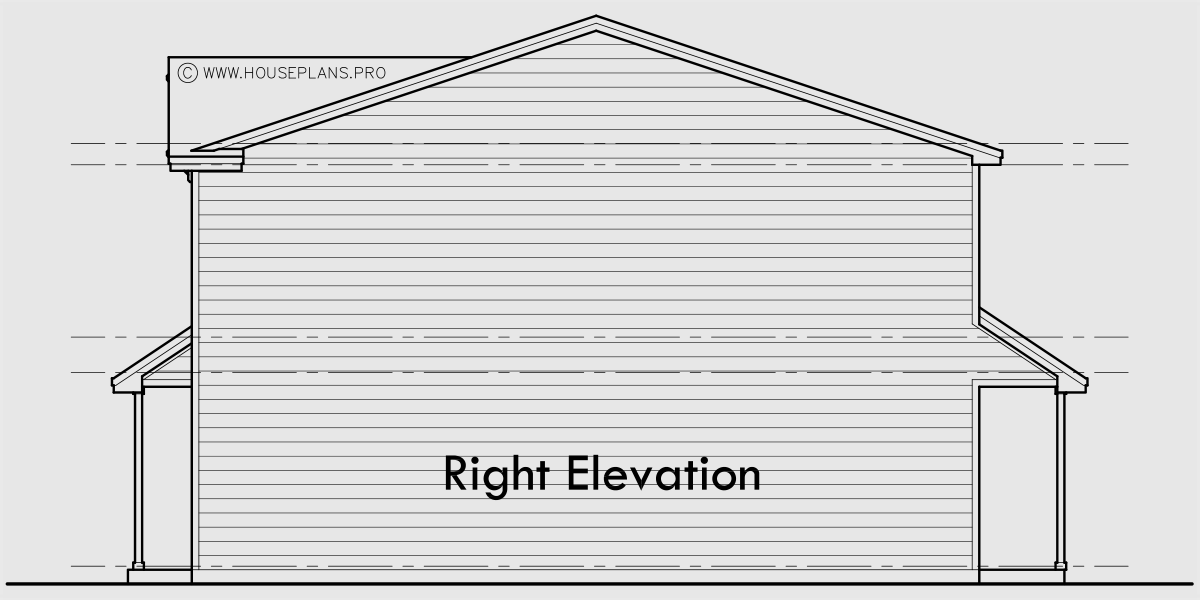 House rear elevation view for F-689 Town house plan 22 ft wide units 