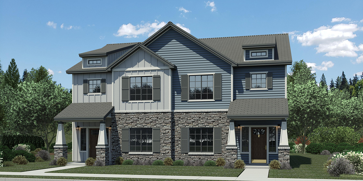 D-786 4 bedroom master on the main floor duplex house plan