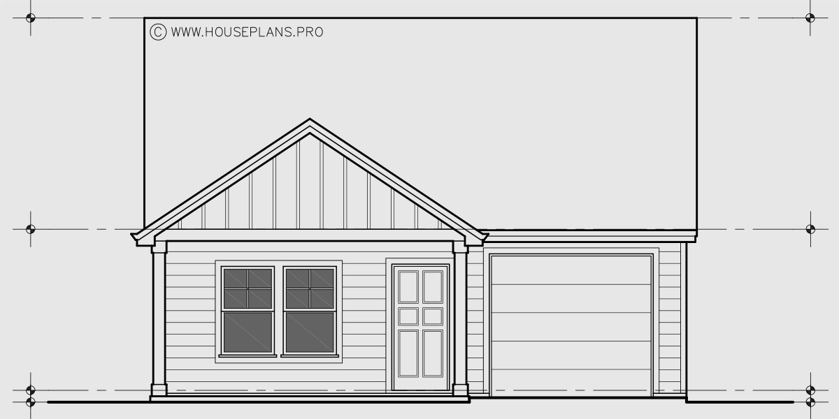 House front drawing elevation view for 10223 30 wide narrow single family house plan