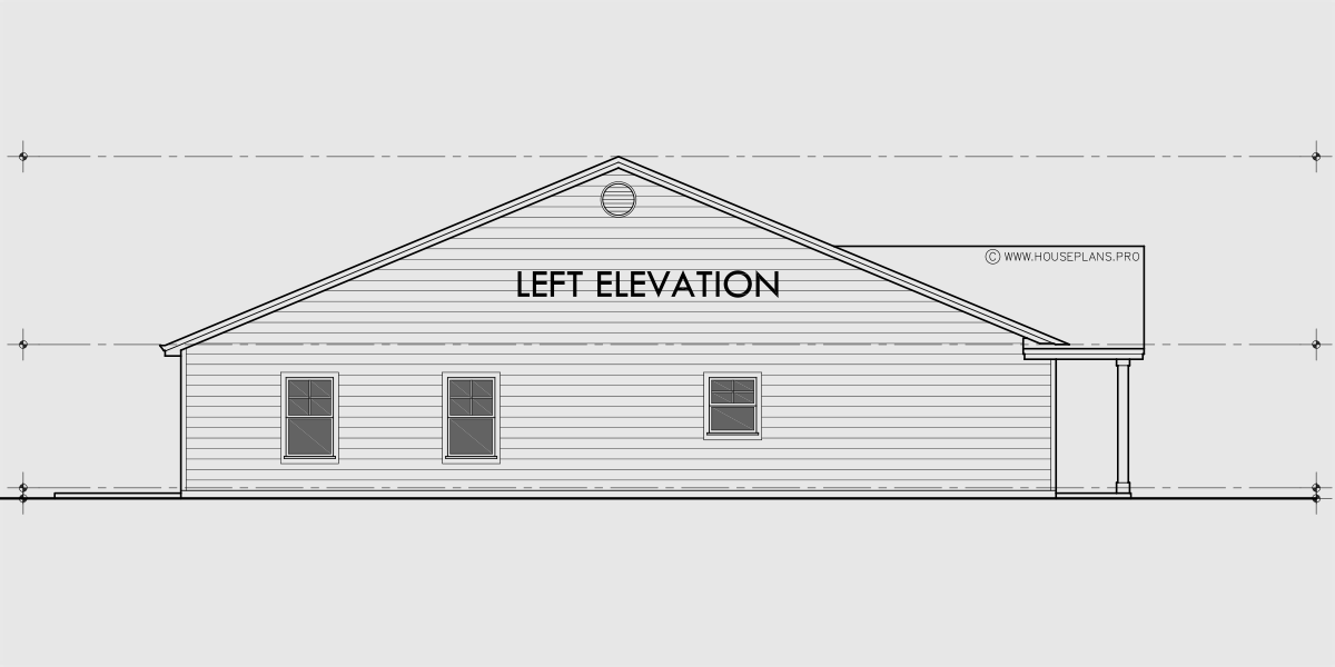 House rear elevation view for 10223 30 wide narrow single family house plan