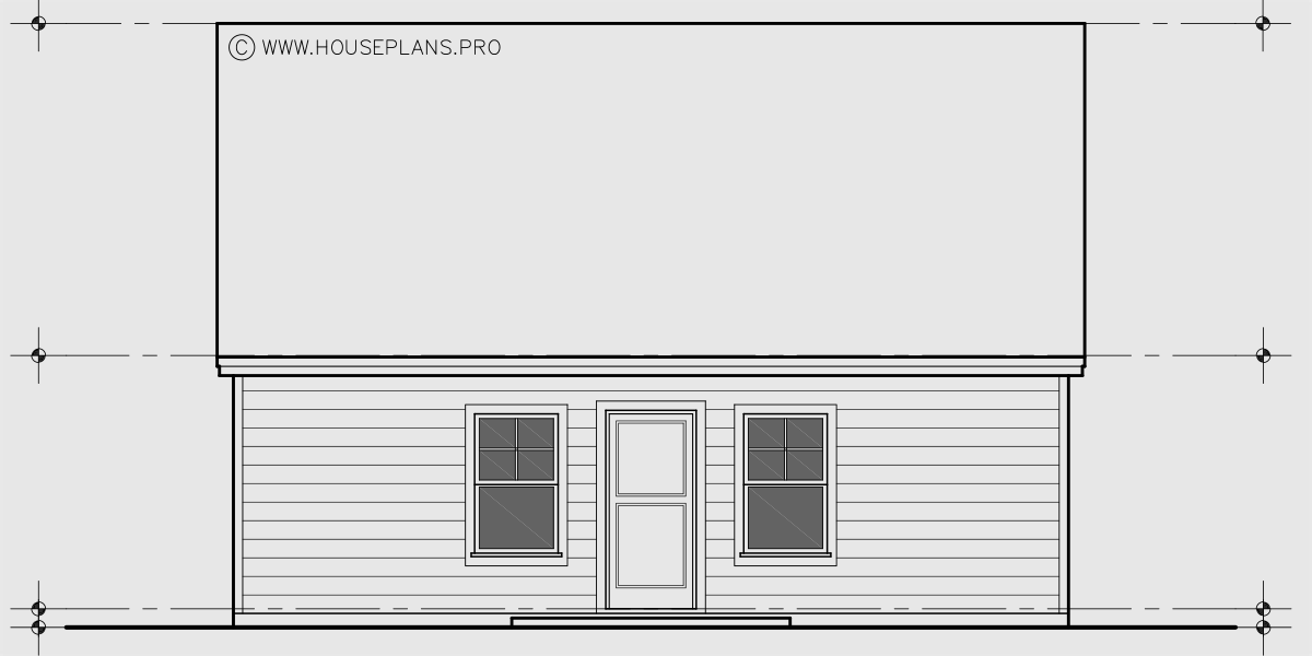 House side elevation view for 10223 30 wide narrow single family house plan