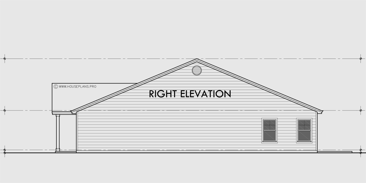 House rear elevation view for 10223 30 wide narrow single family house plan