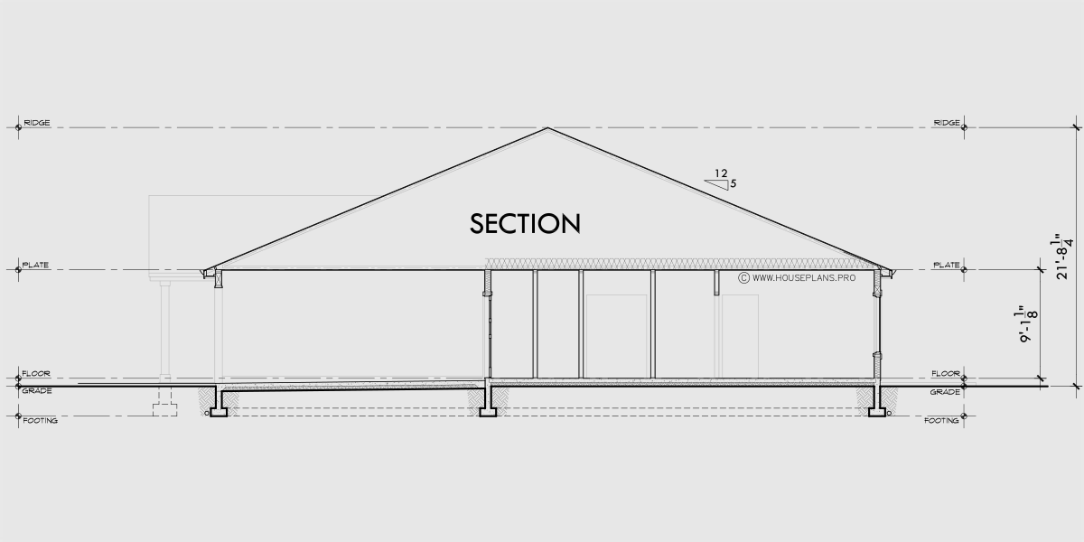 House rear elevation view for 10223 30 wide narrow single family house plan